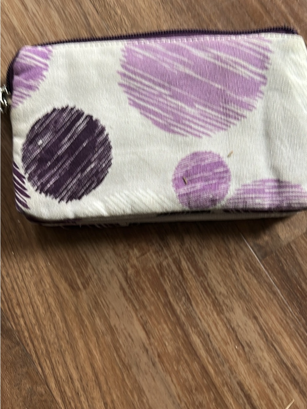 RETIRED THIRTYONE Purple Polka Dot Canvas Wristlet Wallet